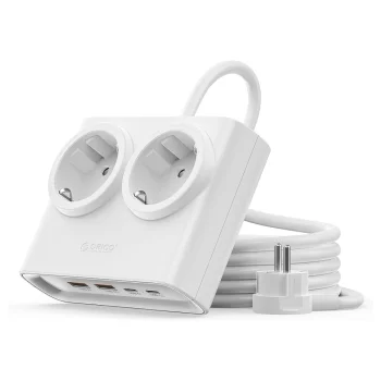 Orico PDC25 25W 6in1 pagarinātājs 2x AC + 2x USB-A + 2x USB-C - Balts