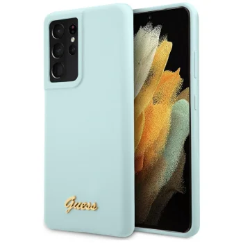 Guess Galaxy S21 Ultra vāciņš Silicone Script, zils