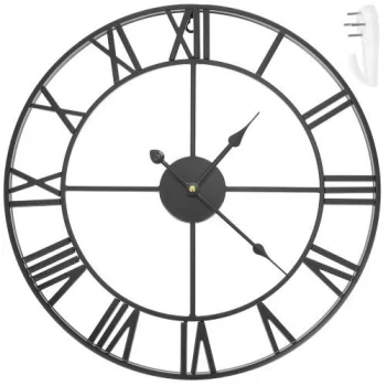 Ruhhy 01562 Sienas pulkstenis ar romiešu cipariem, Retro Loft 3D, 47 cm, Melns