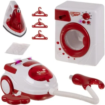 Kruzzel 00022570 bērnu sadzīves tehnikas komplekts 3-in-1, balts/sarkans
