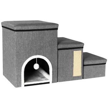Kaķu mājiņa ar pakāpieniem un nagu asināmo House 3