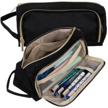 Divu Nodalījumu Skolas Penālis Maaleo 24502, Melns | Double Extendable Pencil Case
