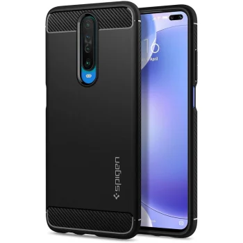Xiaomi Redmi K30 / Poco X2 Spigen Rugged Armor Case Cover, Black | Telefona Maciņš Vāks Apvalks Bampers