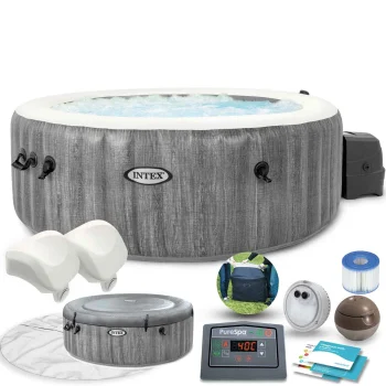 Intex 28440 Piepūšamais SPA baseins ar hidromasāžu, 4 personām, 196x71 cm, pelēks