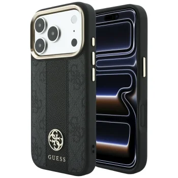 Guess 4G Stripe Round and Classic Logos MagSafe vāciņš iPhone 17 Pro Max / 18 Pro Max, melns
