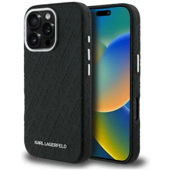 Karl Lagerfeld FW Stamped Karl MagSafe vāciņš iPhone 16 Pro Max, Melns