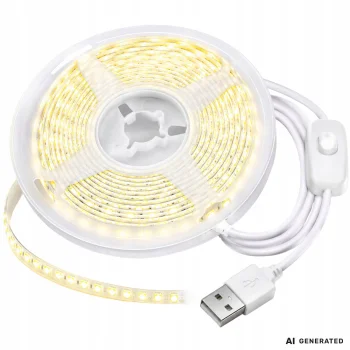 Pašlīmējoša LED lenta USB 5V 3m Auksti balta gaisma ar slēdzi