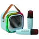 Karaoke komplekts ar Bluetooth skaļruni un 2 mikrofoniem, USB, LED, 10W, zils