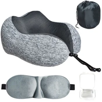 Ceļojumu Tūrisma Komplekts - spilvens, miega maska, ​ausu aizbāžņi | Travel Kit with Pillow, Sleep Mask and...