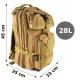 Militārā stila taktiskā mugursoma, 28 L