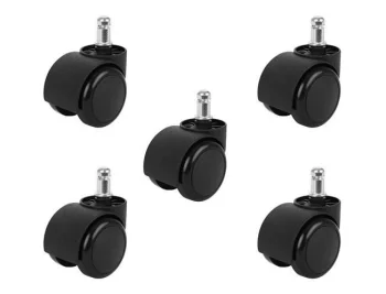 Biroja Krēslu Rezerves Gumijoti Riteņi 5 gab., Melni | Office Chair Replacement Rubber Wheels