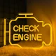 Check Engine Neon LED dekoratīvā lampa 30x22 cm, dzeltena