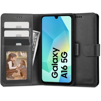 Tech-Protect Wallet atverams vāciņš Samsung Galaxy A16 4G / 5G, Melns