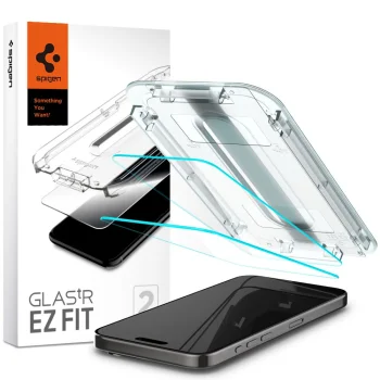 Spigen GLAS.TR "EZ FIT" aizsargstikls iPhone 15 Pro 6,1", 2 gab.