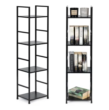 ModernHome LOFT metāla plaukts ar 4 plauktiem, melns
