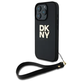 DKNY Wrist Strap Stock Logo vāciņš iPhone 16 Pro Max 6.9", melns