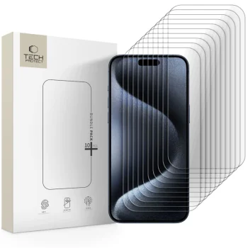 Aizsargstiklu komplekts Tech-Protect Tempered Glass Bundle (10 gab.) iPhone 15 Pro Max