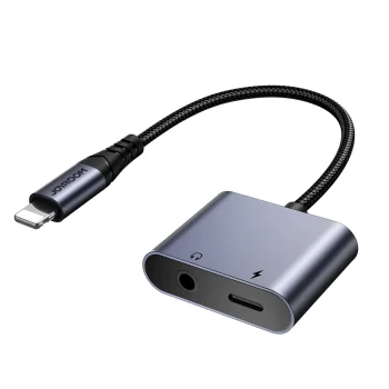 Joyroom SY-L01 2in1 Lightning uz 3.5mm un Lightning adapteris, melns