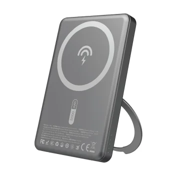 Ārējais akumulators Dudao K28S 5000mAh 20W PD ar MagSafe un statīvu, pelēks