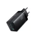 Sienas lādētājs Joyroom JR-TG10 65W GaN, 2x USB-C, USB-A un 1.2 m USB-C kabelis, melns