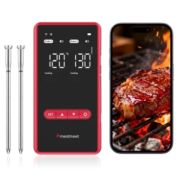 Bezvadu virtuves termometrs Meatmeet X Pro, Bluetooth / Wi-Fi, 2 zondes, melns