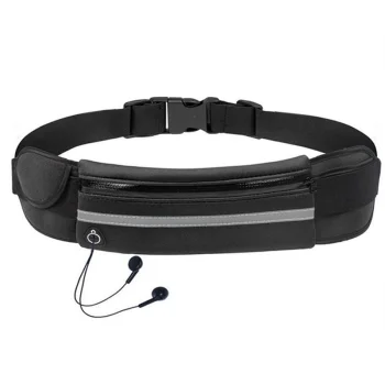 Skriešanas vingrošanas jostas soma telefonam, melna | Running Fitness Belt Waist Bag