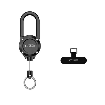 Tech-Protect ATH02 UrbanLoop izvelkams tērauda troses turētājs ar karabīni, Black