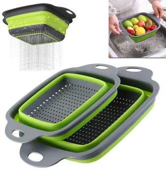 Saliekams plastmasas un silikona caurduris, augļu un dārzeņu mazgāšanas grozs, komplekts 2 gab.