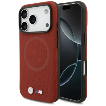 BMW M FW Metal Logo MagSafe vāciņš iPhone 17 Pro, sarkans
