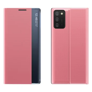 Atverams vāciņš Samsung Galaxy A03s ar statīva funkciju un magnētisku vāku, rozā