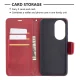 Huawei P50 Leather Stand Book Case Cover with Card Slots, Red | Telefona Vāciņš Maciņš Apvalks Grāmatiņa