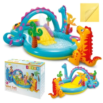 Intex 57135 Dinoland piepūšamais ūdens rotaļu laukums ar slidkalniņu un strūklaku