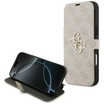 Guess Book 4G Metal Logo atverams vāciņš iPhone 18 Pro Max / 17 Pro Max, rozā