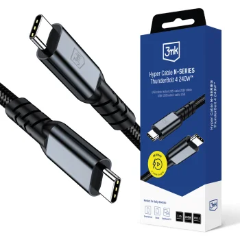 3mk Hyper Cable N-SERIES Thunderbolt 4 USB-C uz USB-C kabelis 1m 240W, melns