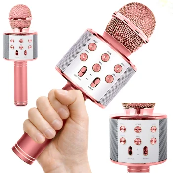 Bezvadu Bluetooth karaoke mikrofons ar skaļruni un balss modulatoru