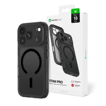 AmazingThing Titan Pro Lens vāciņš iPhone 18 Pro ar MagSafe, melns