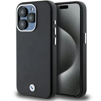 BMW Signature Wrapped Metal MagSafe vāciņš priekš iPhone 15 Pro, melns