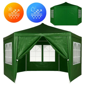 Dārza telts paviljons MultiGarden 2x2x2 m ar logiem, zaļš