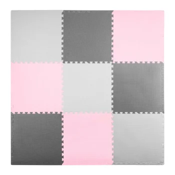 Ricokids 738234 putu puzles paklājiņš 180x180 cm, 9 gab., pelēks/rozā