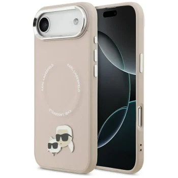 Karl Lagerfeld Karl & Choupette Pins MagSafe vāciņš iPhone, Air Pink