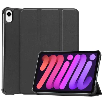 Apple iPad mini (2024) (A2995) Trifold Protective Cover Case, Black | Planšetes Vāciņš Maciņš Apvalks Grāmatiņa