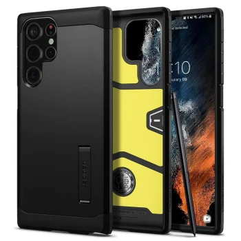 Samsung Galaxy S22 Ultra 5G (SM-S908) Spigen Tough Armor Case Cover, Black | Telefona Vāciņš Maciņš Maks Apvalks...