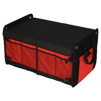 Automašīnas bagāžnieka organizators 56L XXL, saliekams ar vāku, melns/sarkans