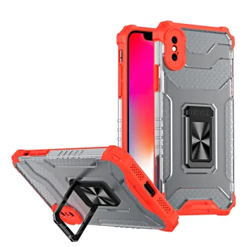 Crystal Ring Case vāciņš iPhone XS Max ar gredzena turētāju un statīvu, sarkans