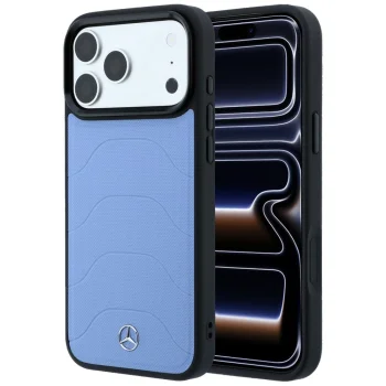 Mercedes-Benz Leather Mesh with Bow Line MagSafe vāciņš iPhone 18 Pro / 17 Pro, zils