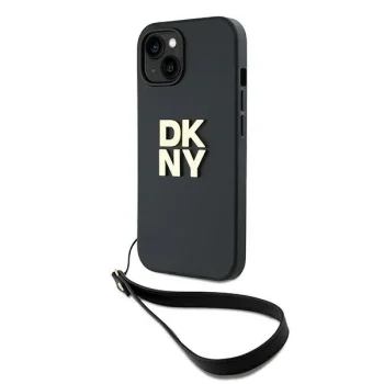DKNY iPhone 15 Plus vāciņš Wrist Strap Stock Logo, melns