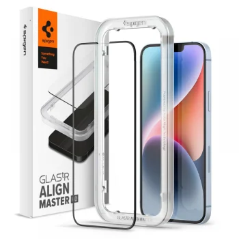 Spigen ALM Glass FC aizsargstikls iPhone 13 / 13 Pro / 14, melns