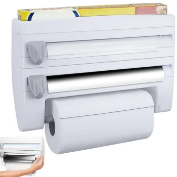 Virtuves organizators un folijas/papīra dozators 4-in-1, balts