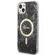 Guess Marble MagSafe komplekts iPhone 14: vāciņš un bezvadu lādētājs, melns
