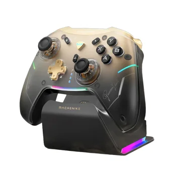 Machenike G5Pro Premium Edition bezvadu spēļu kontrolieris ar dokstaciju, melns un zelts
